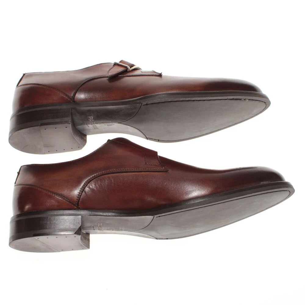 Pastori NWB Single Monk Strap Dress Shoes Size 12 US in Brown Leather